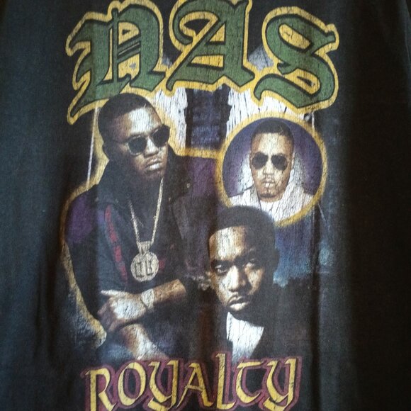 Men's Black XL NAS Royalty Rap T-Shirt Music Streetwear - Picture 1 of 4